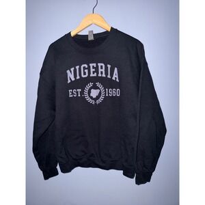 Native‎ Pikin Nigeria Est 1960 Graphic Sweatshirt Black Mens Large Gildan Heavy